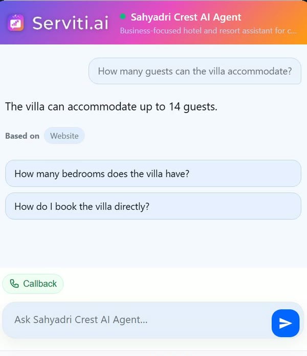 The new AI agent answering how many guests a villa can accommodate