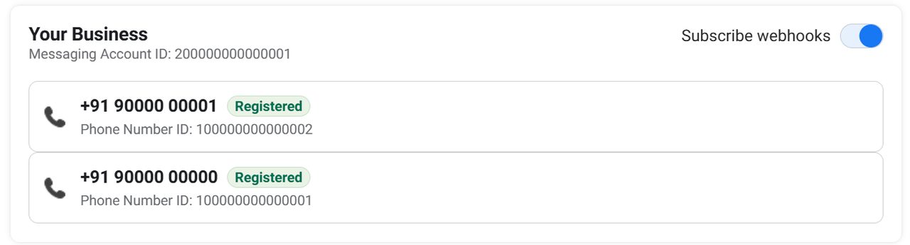 The Subscribe webhooks switch turned on next to the messaging account